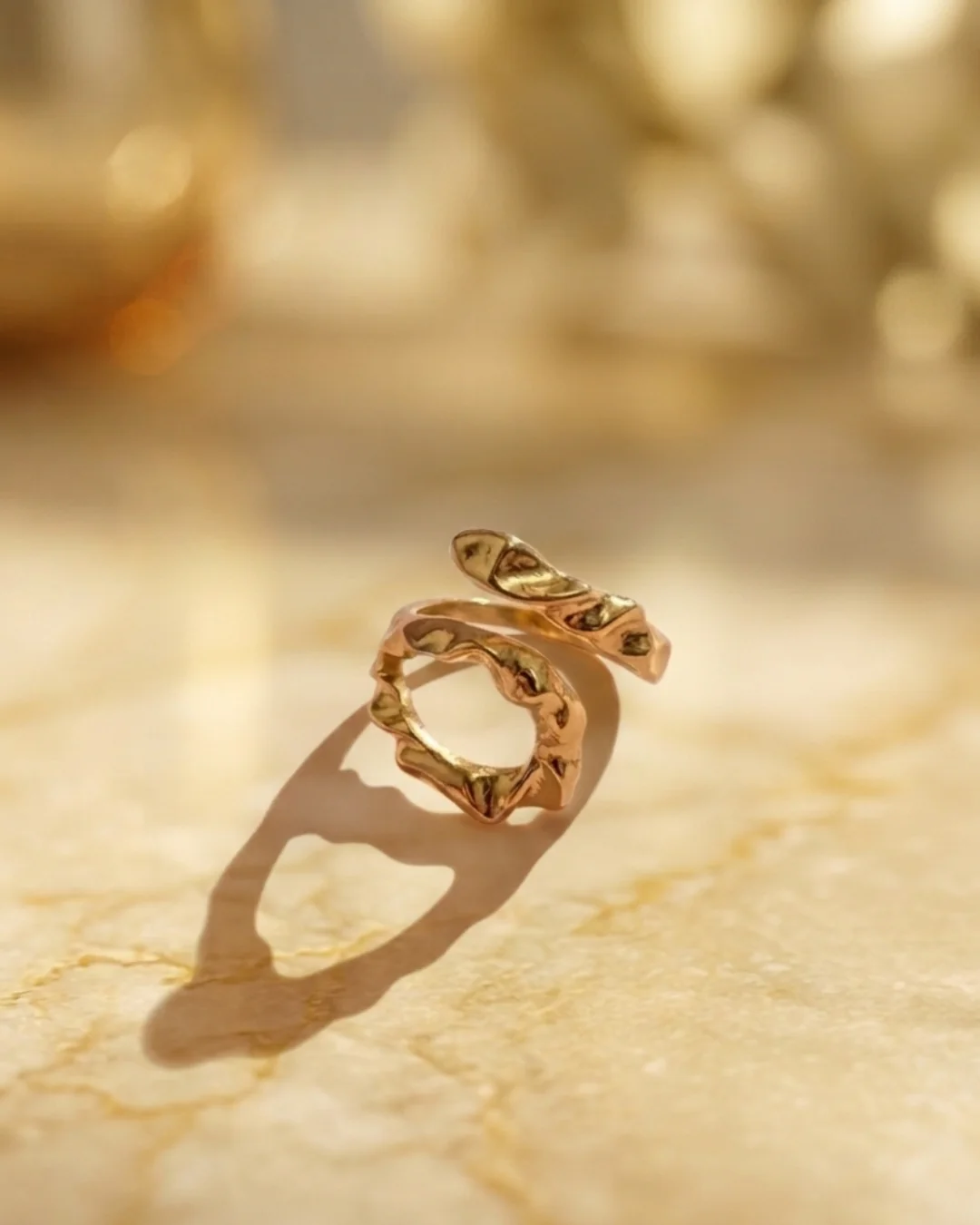 Gold Hoop Rings with Wavy Design