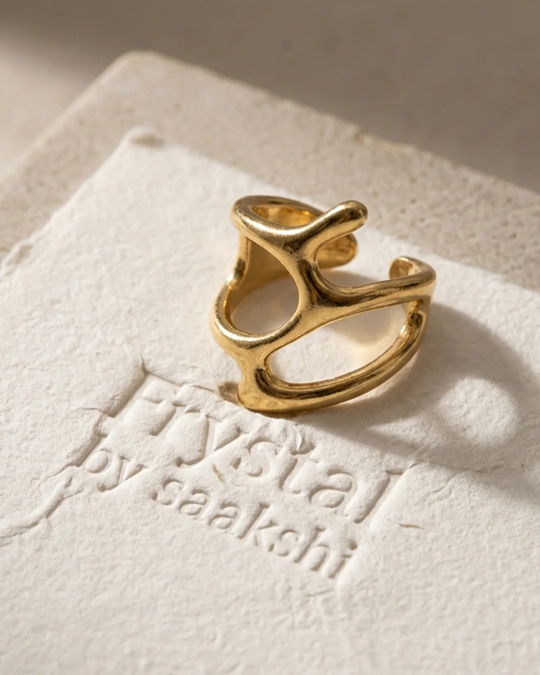 Gold Plated Irregular Chunky Open Dome Ring
