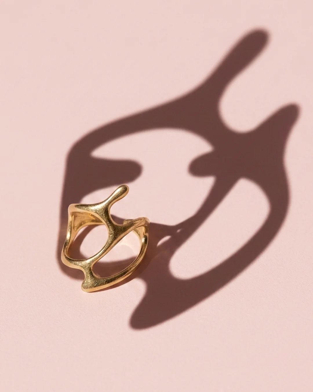 Gold Plated Irregular Chunky Open Dome Ring — image 3