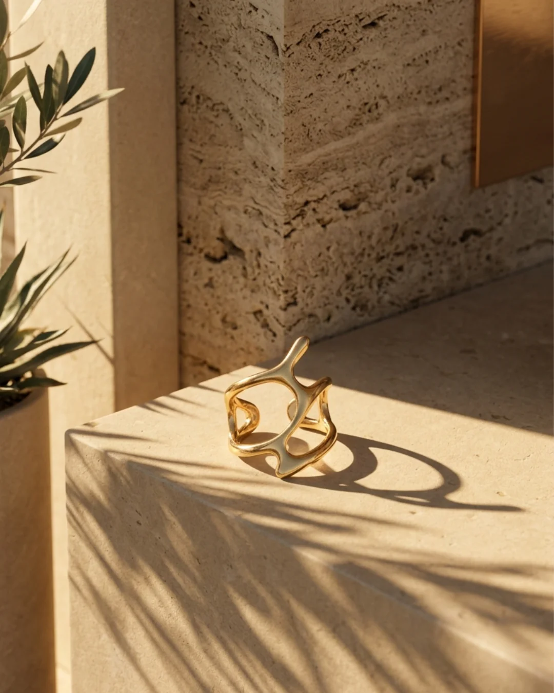 Gold Plated Irregular Chunky Open Dome Ring — image 4