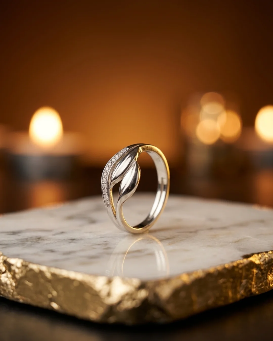 Sterling Silver Winding Wave Ring with American Diamonds