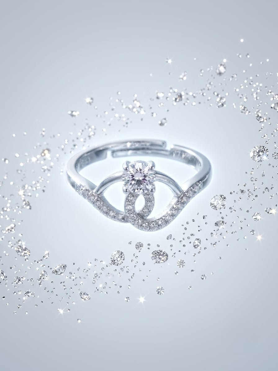 Sterling Silver Solitaire Ring with Accent Stones — image 4
