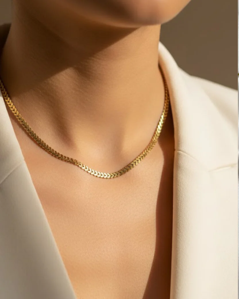 Golden Gleam Herringbone Necklace — image 4