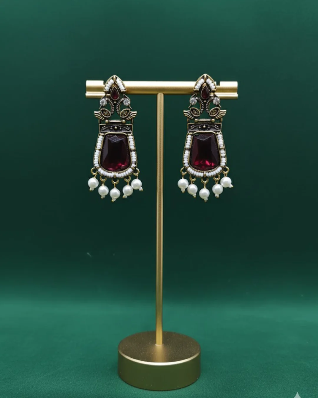 Victorian-Style Antique Gold Earrings with Pearl Embellishments