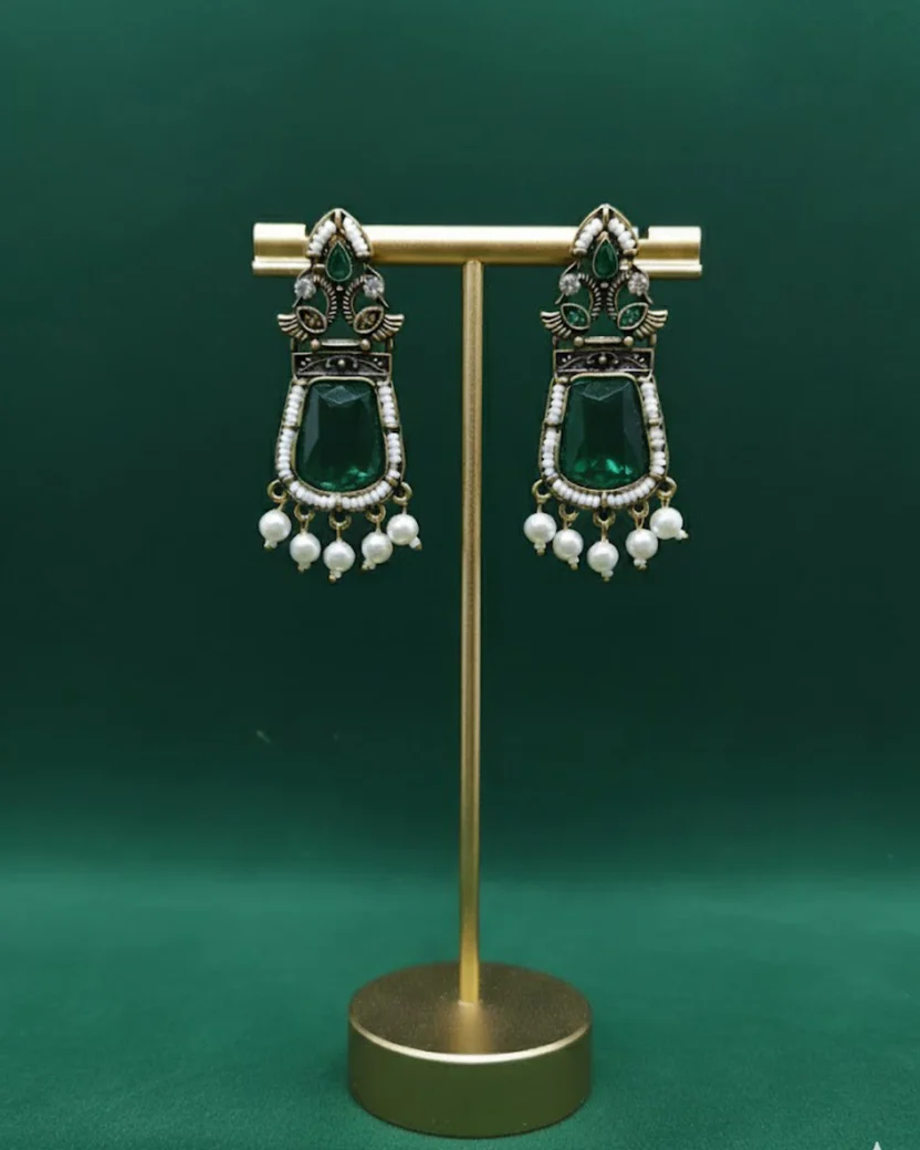 Victorian-Style Antique Gold Earrings with Pearl Embellishments — image 4
