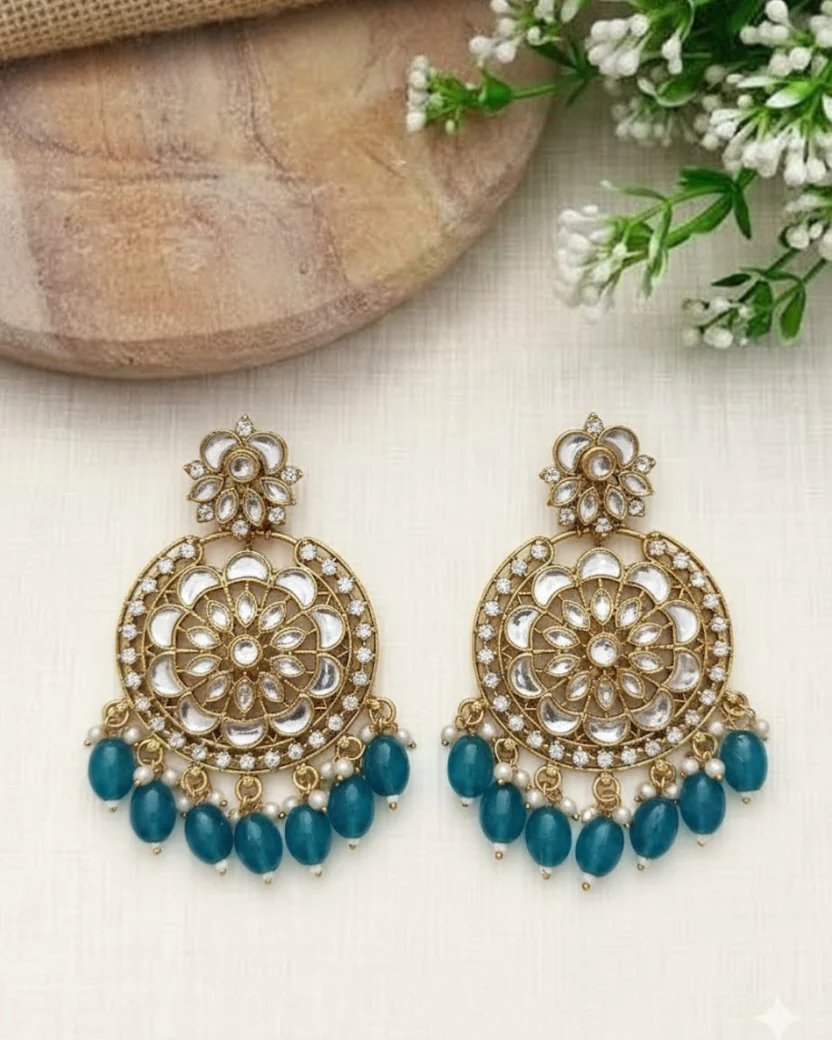 Kundan Earrings with Beads