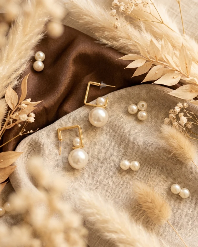 Hall of Fame Pearl White & Golden Drop Earrings