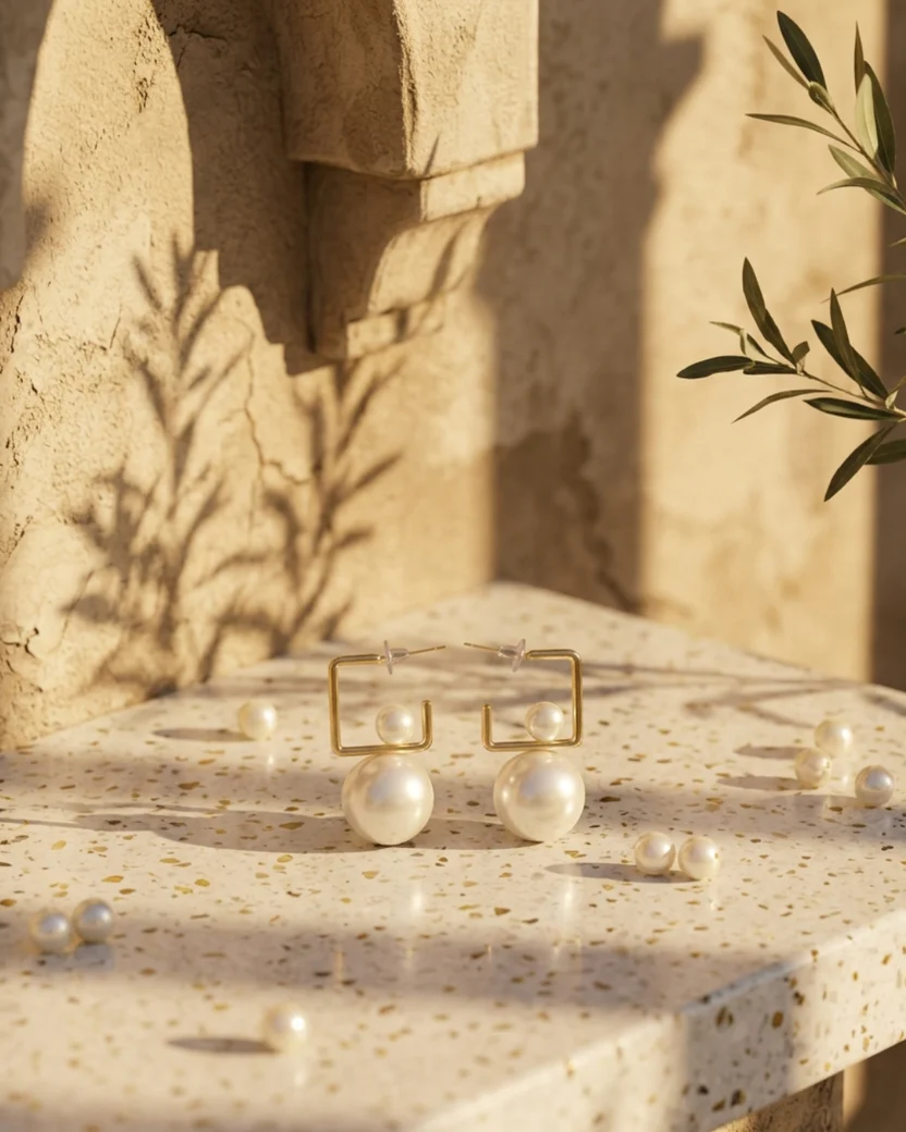 Hall of Fame Pearl White & Golden Drop Earrings — image 4