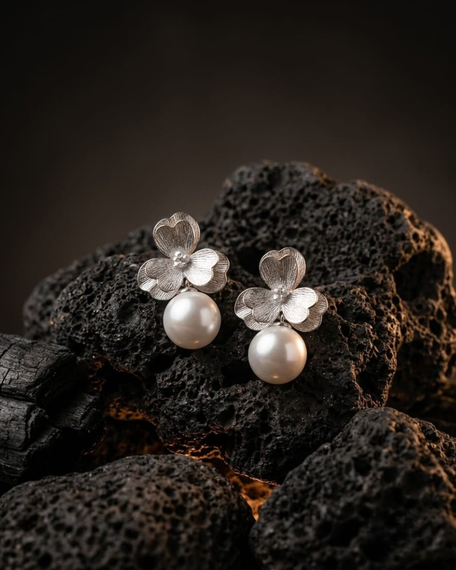 Pair of Pearl Drop Butterfly Earrings