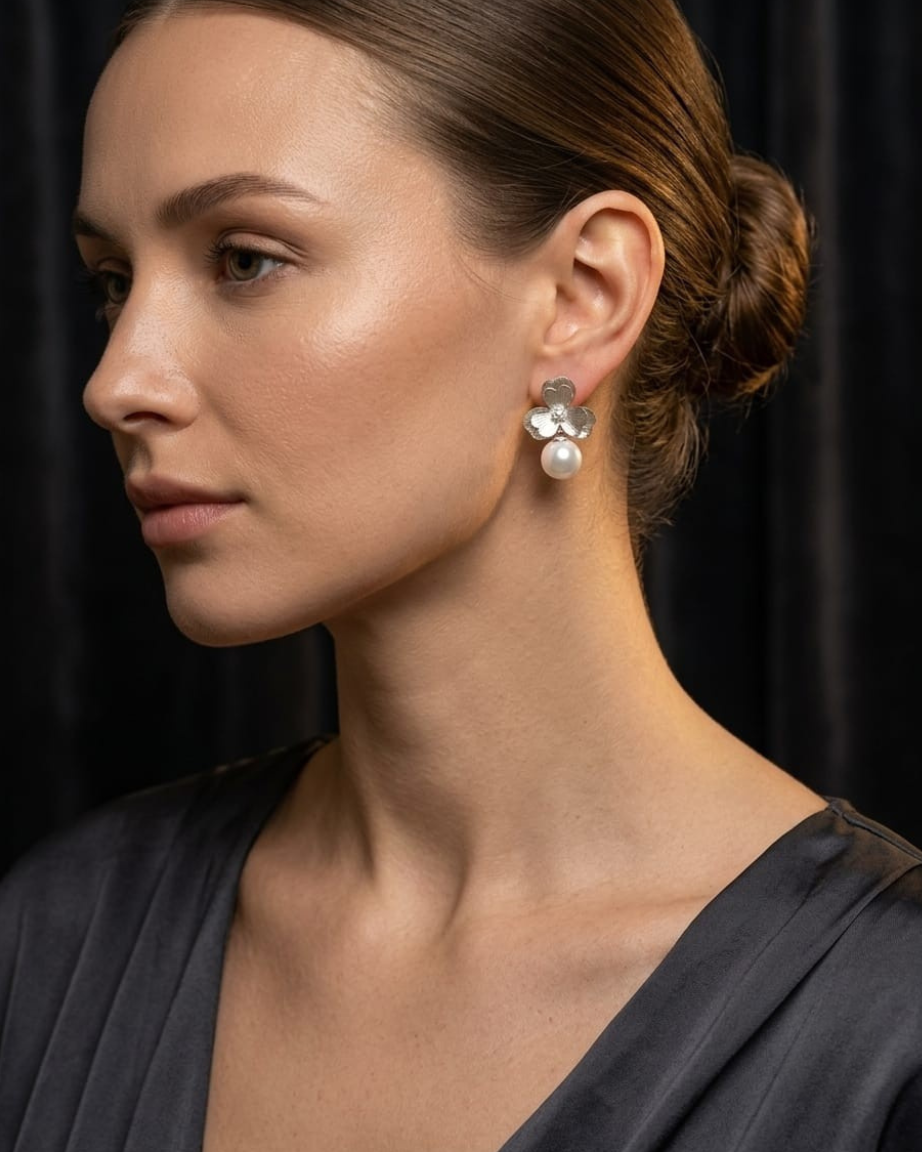 Pair of Pearl Drop Butterfly Earrings — image 3