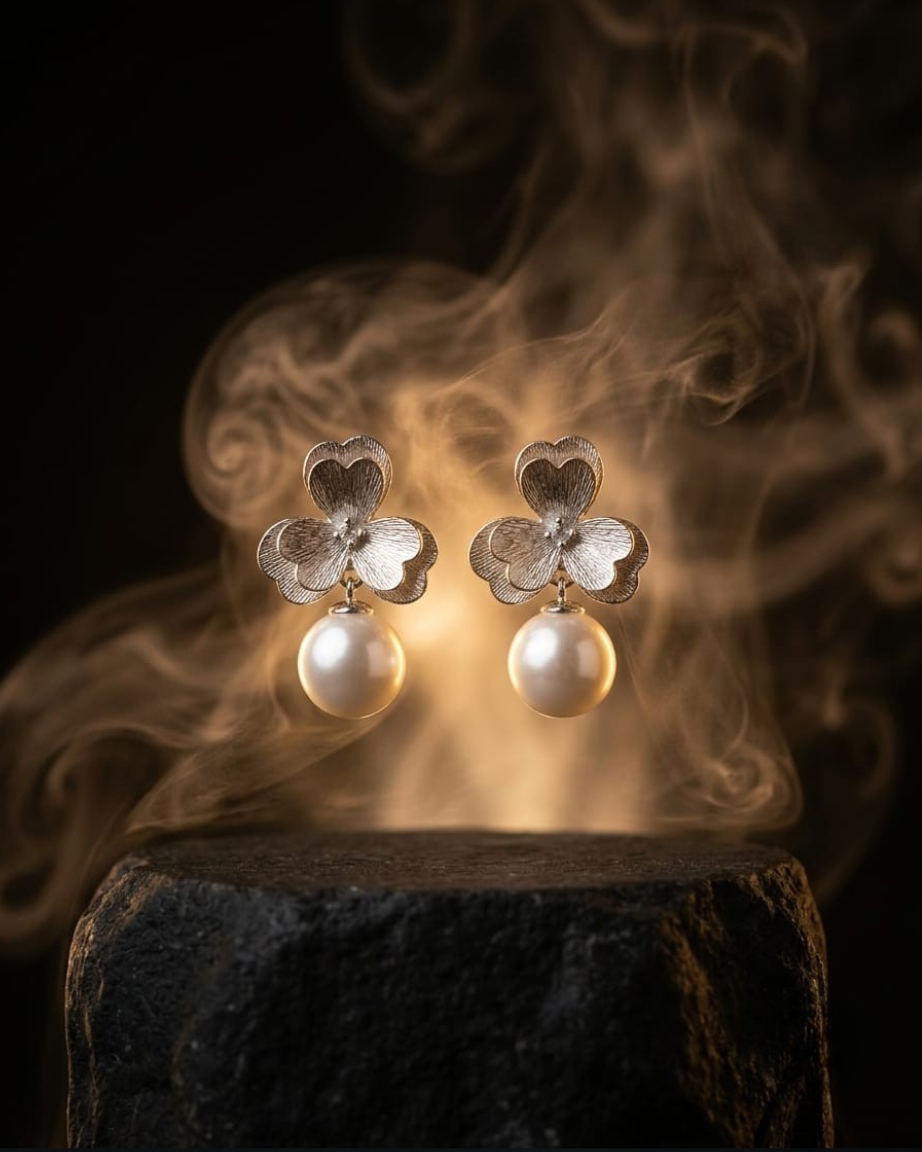 Pair of Pearl Drop Butterfly Earrings — image 4