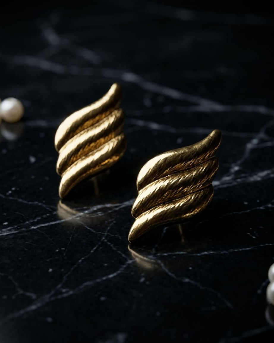 Chunky Gold Textured Earrings — image 4